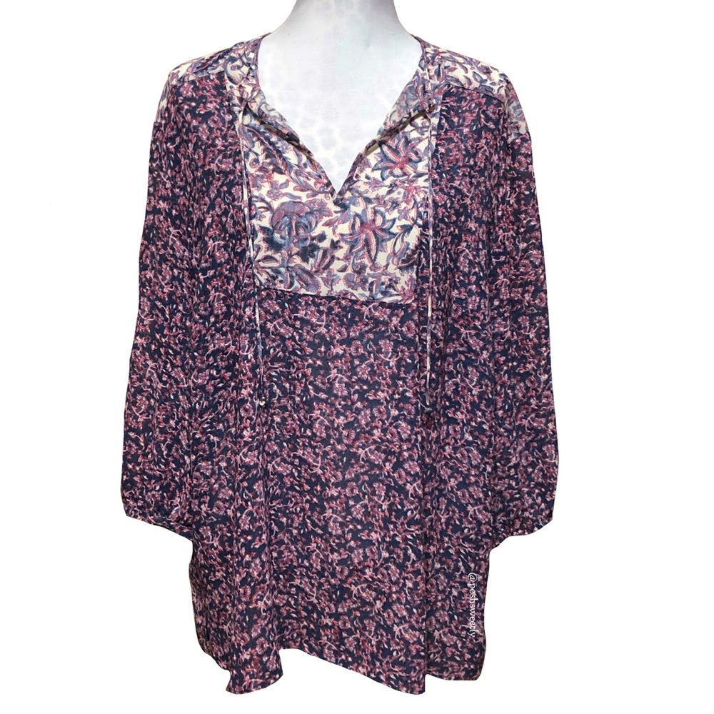 Chaps Printed Peasant Blouse - Picture 1 of 8